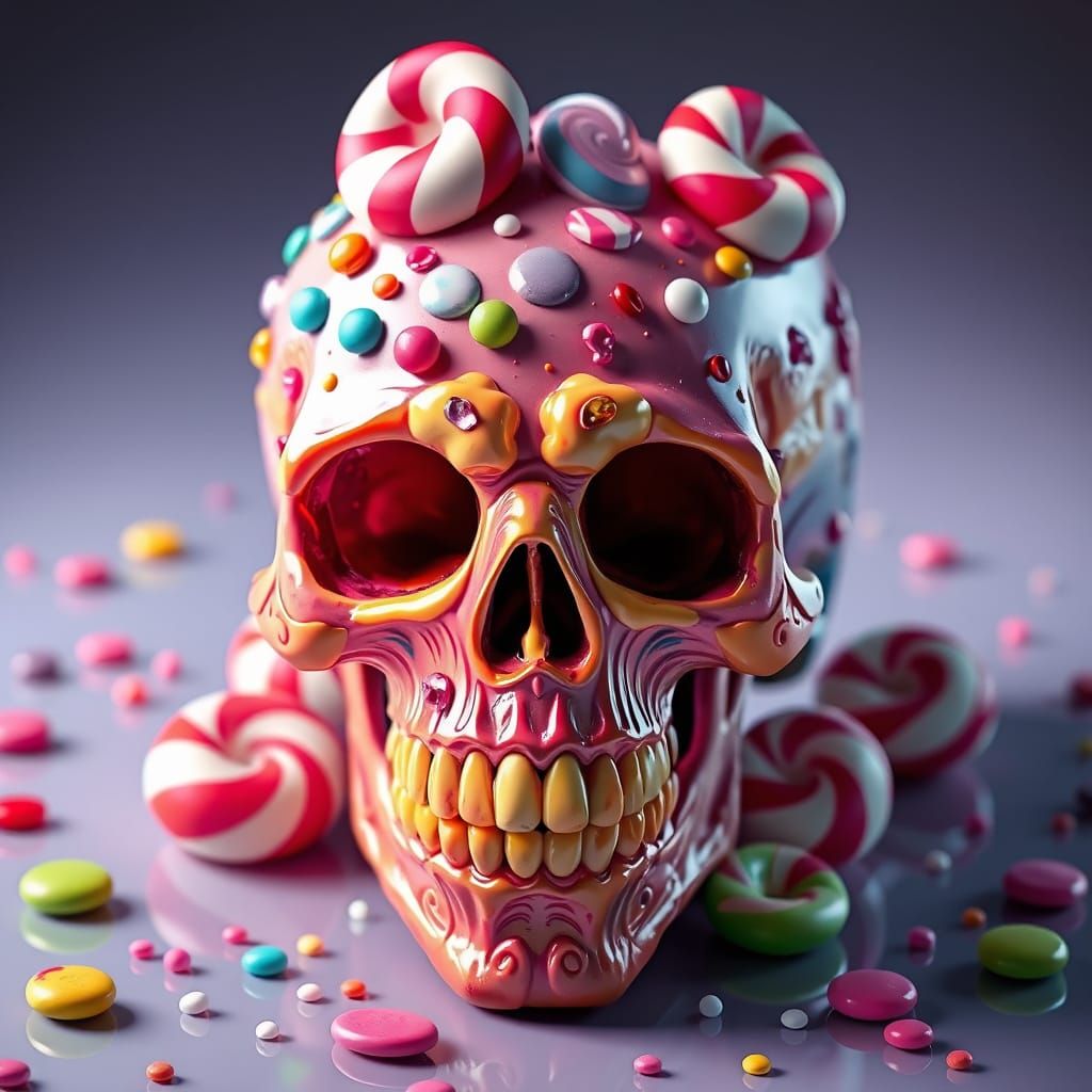 Whimsical Skull Art in Candyland Style