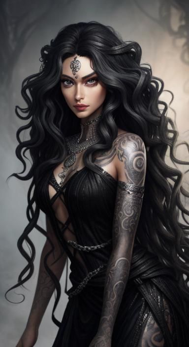 Medusa with Silver Eyes and Snake Crown