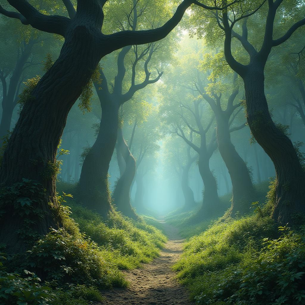 Mystical Forest Landscape in 3D Matte Painting