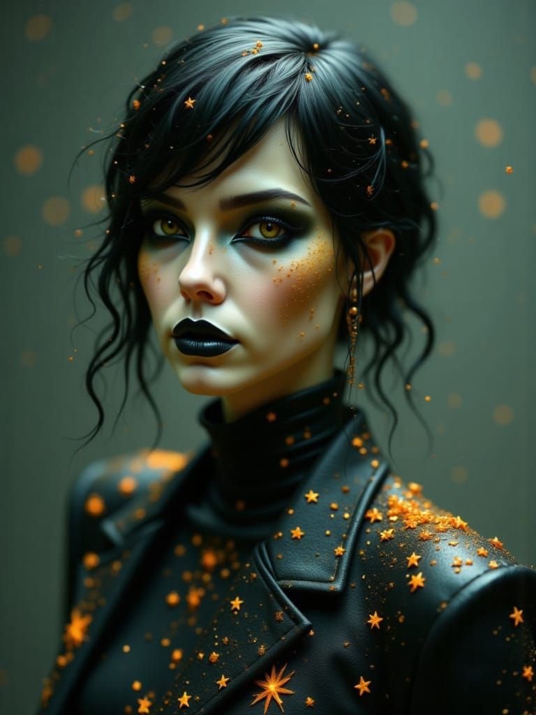 Goth Rockstar with Gilded Elegance