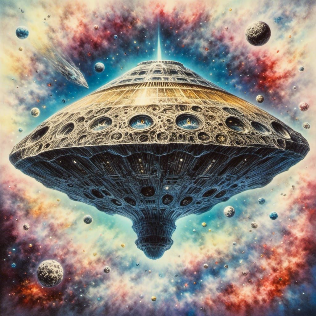 Alien Spaceship with Spaced Construct Design