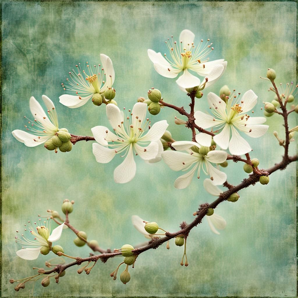 Locust Blossom Close-Up in Pastel Colors