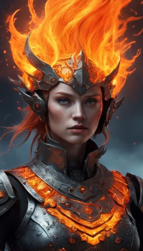 Fiery Genasi Warrior in Magma Armor