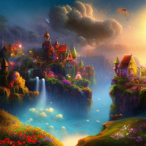 Fantastical Dreamland Matte Painting in Deep Color