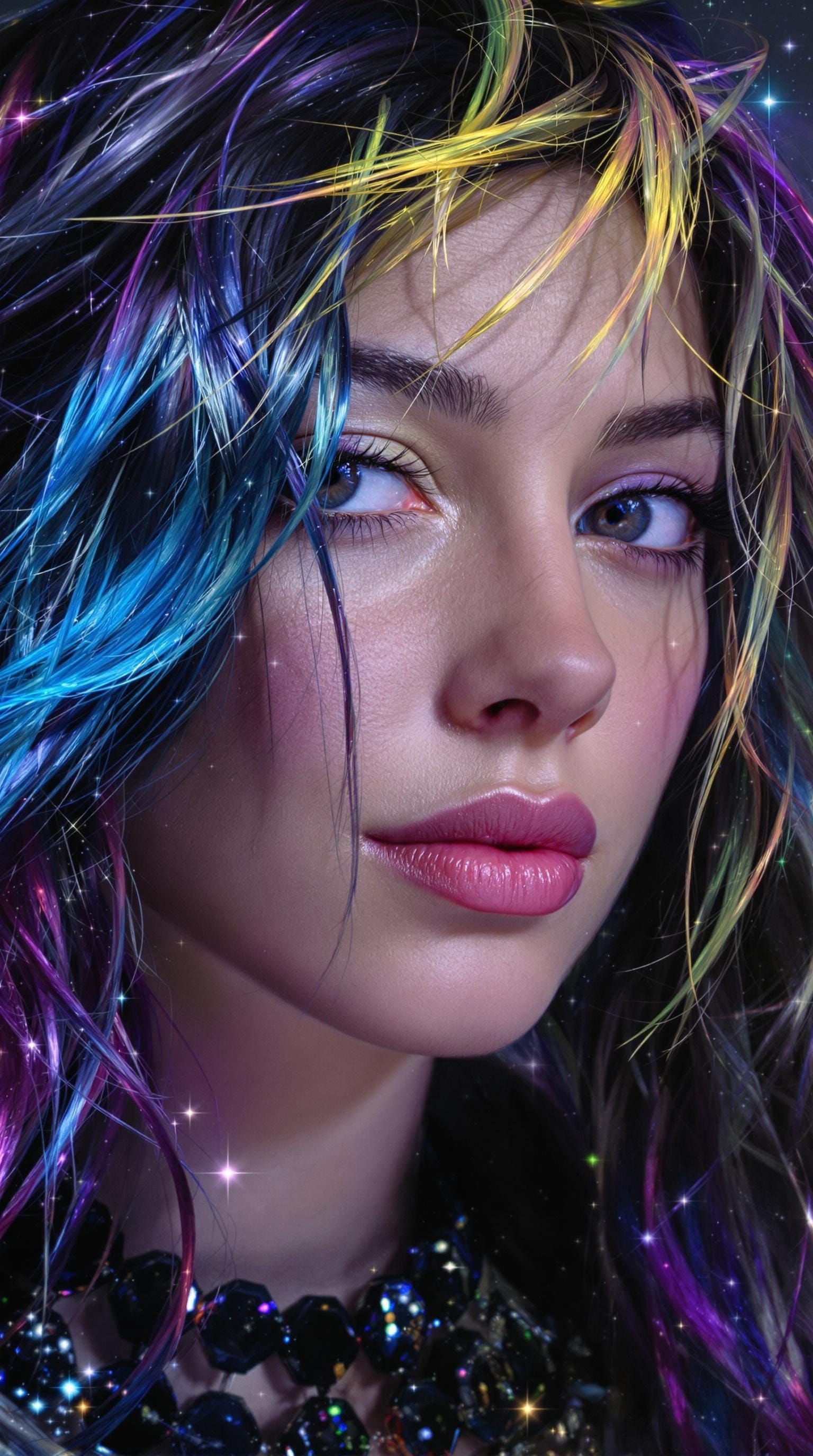 Hyper-Realistic Cosmic Goddess Portrait in Dramatic Lighting
