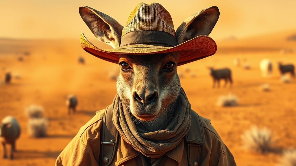 Australian Outback Cattle Drover Kangaroo
