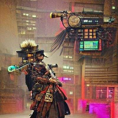 Cyberpunk Steampunk Samurai Warrior