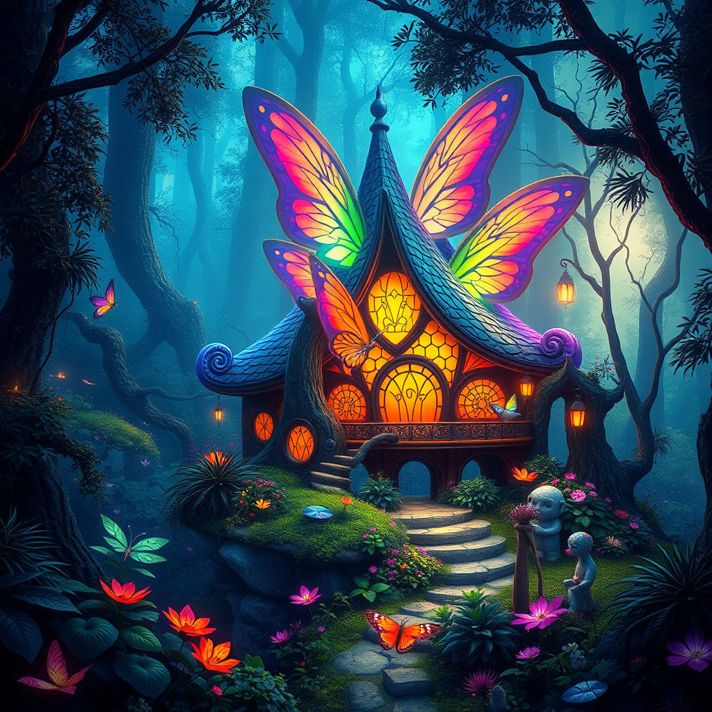 Mystical Butterfly House in Enchanted Forest