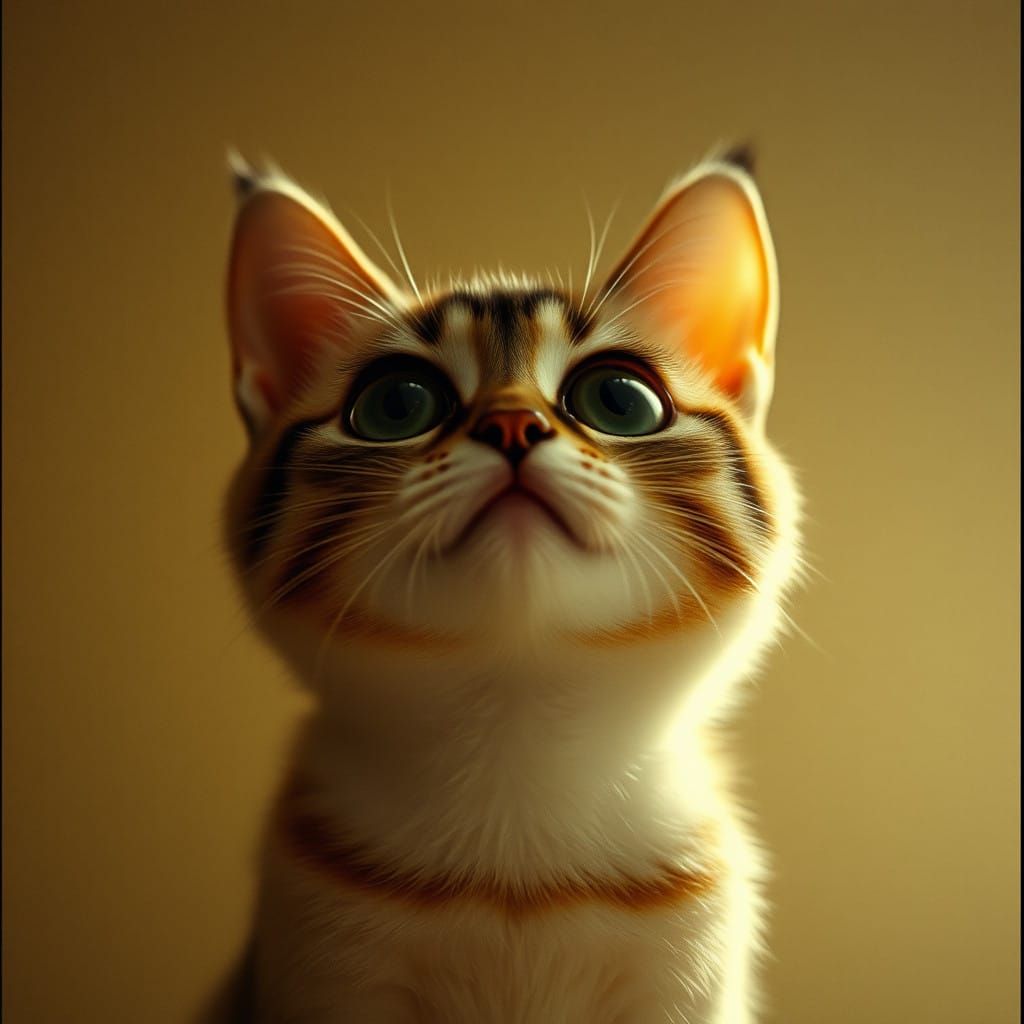 Cinematic Kawaii Feline in Warm Film Tone