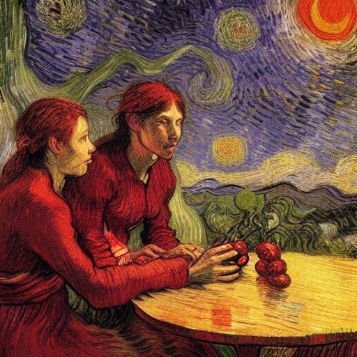 Prehistoric Woman's Tomato Love: Comic Art Concept