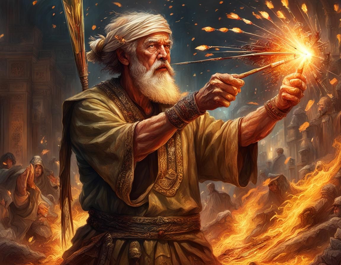 Madman Throwing Flaming Darts in Ancient Israel