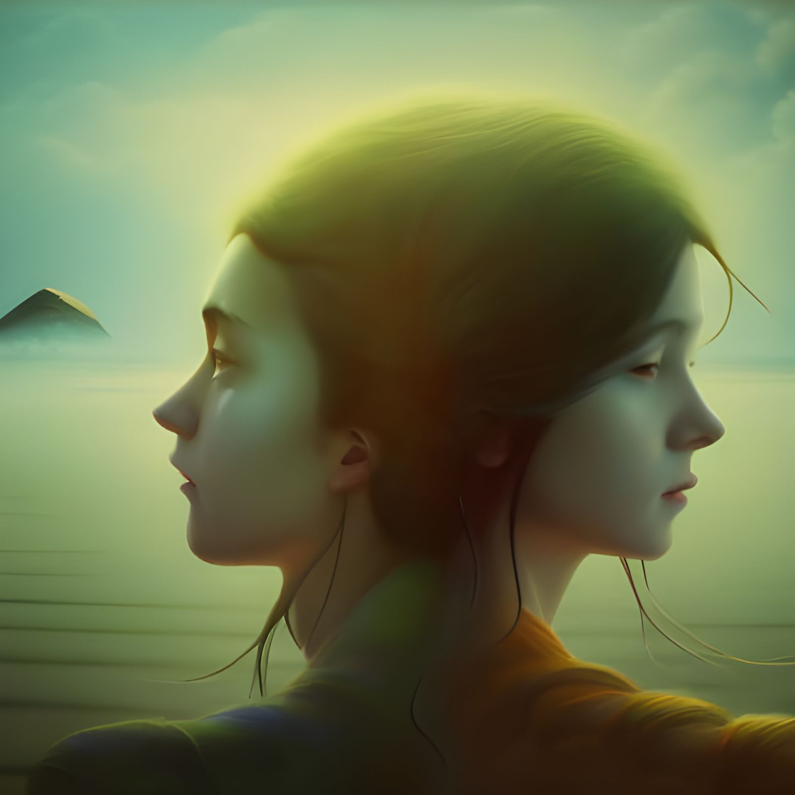 Emotional Contrast: Happy and Sad Woman in Digital Art