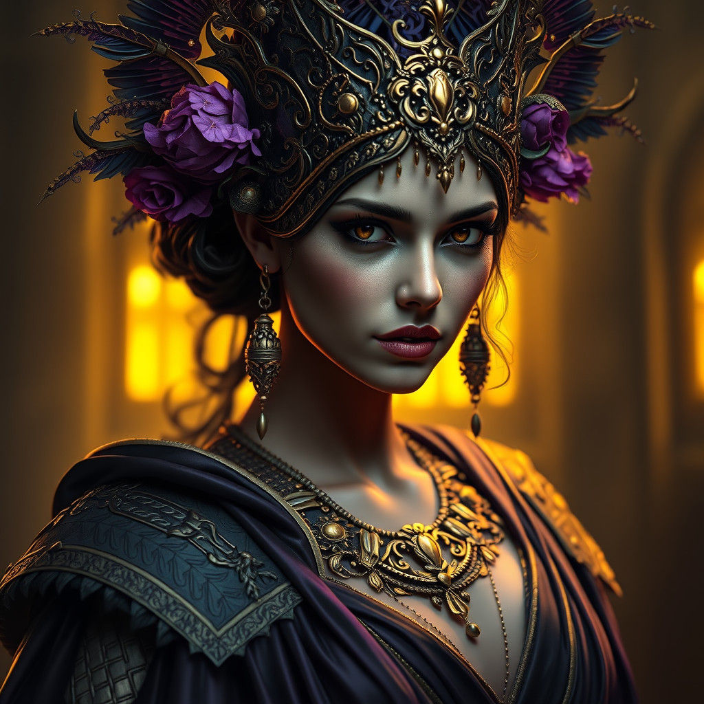 Majestic Roman Princess in Opulent Dark Fantasy Style