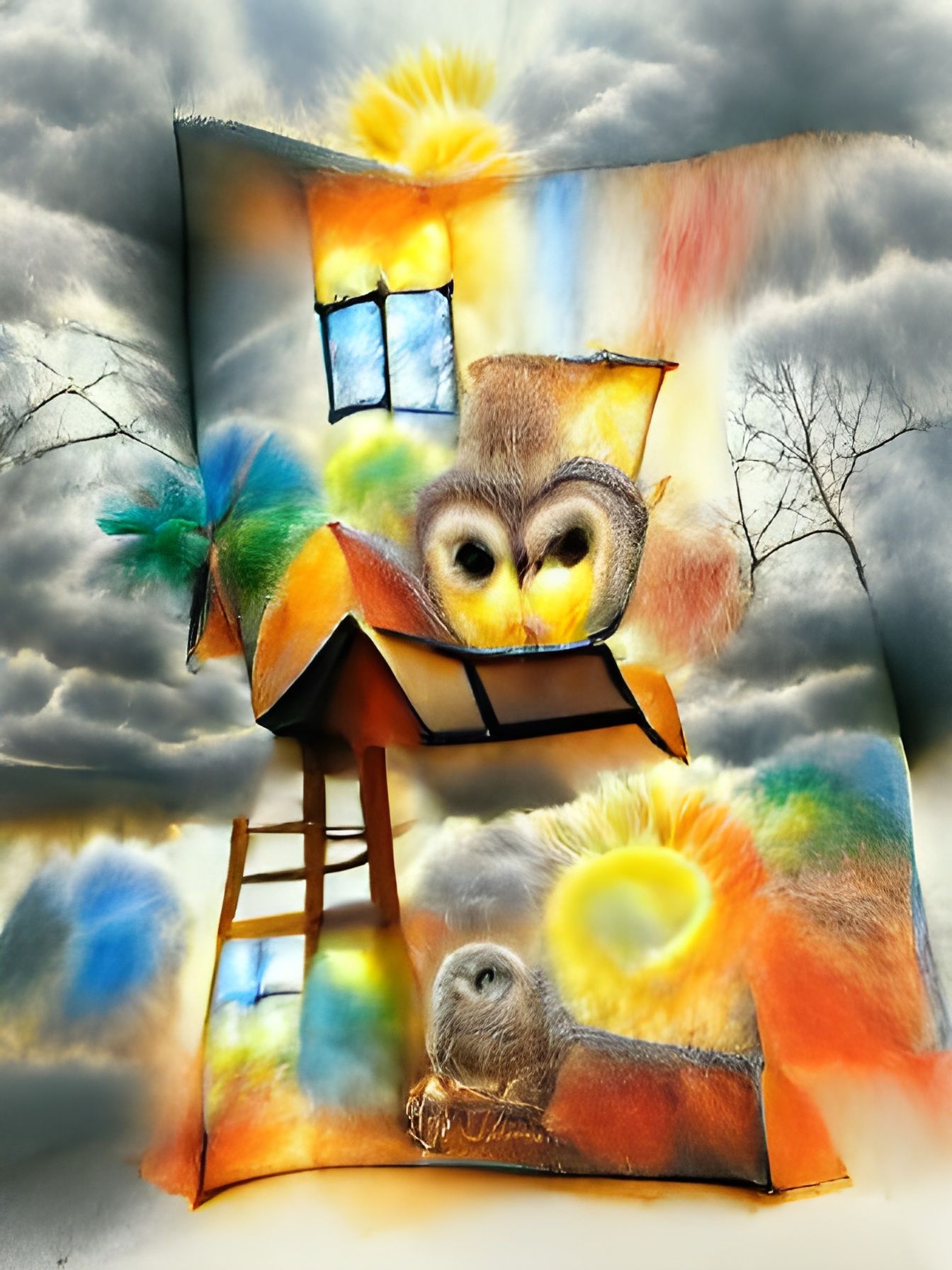 Outhouse Owl: Storybook Charcoal Illustration
