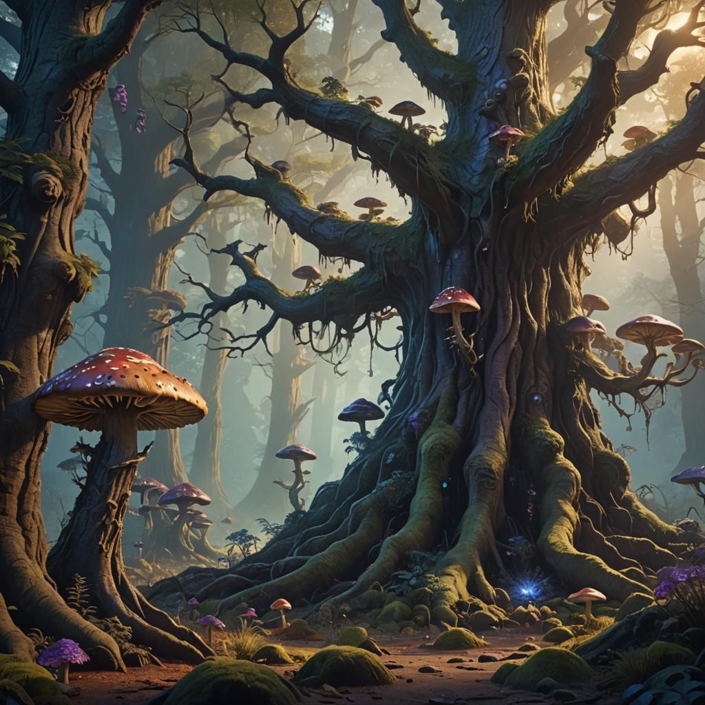 Hunzie Monster Exploring Mystical Forest in Matte Painting S...