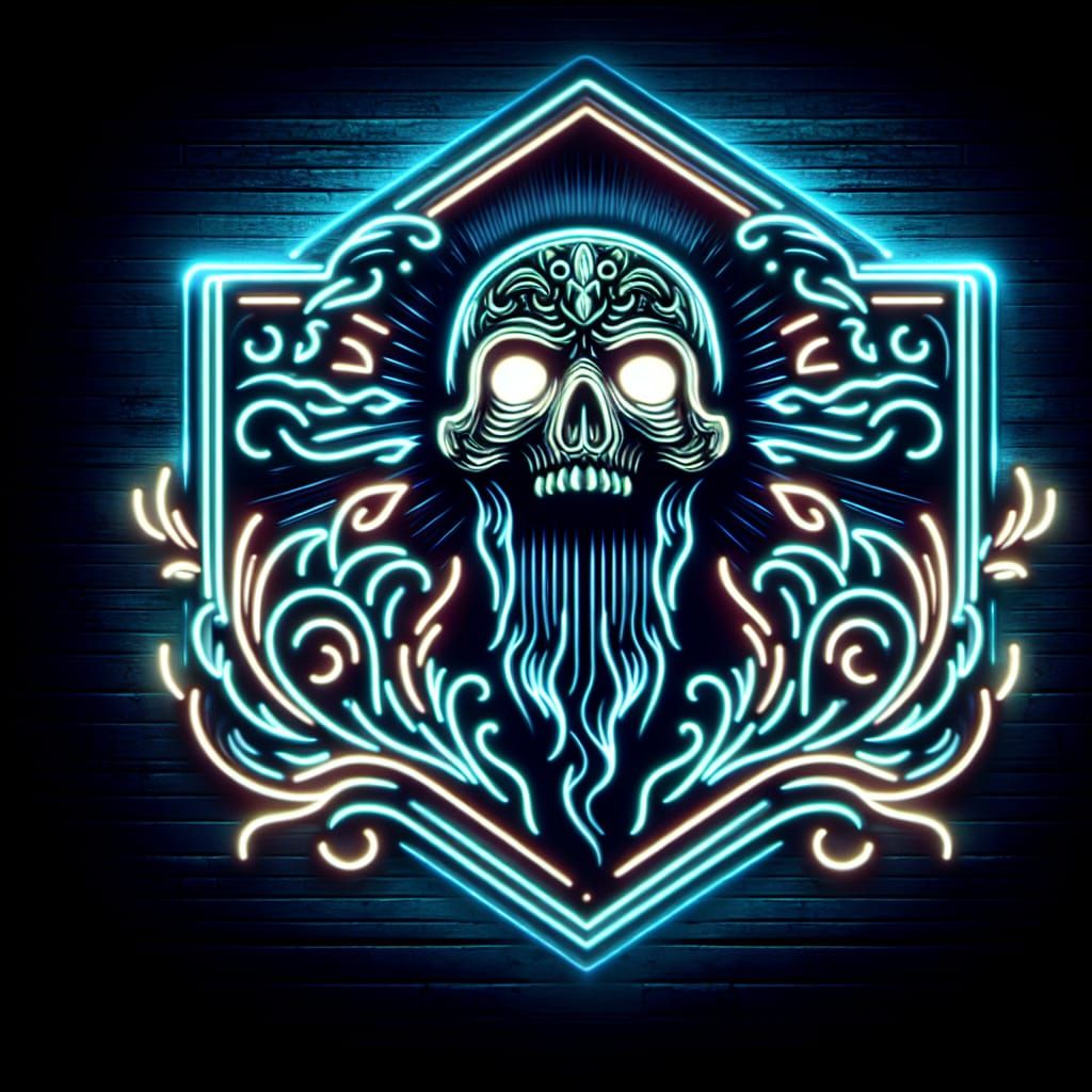 Vibrant Ghost Hunting Logo in Hyperrealistic Neon Style