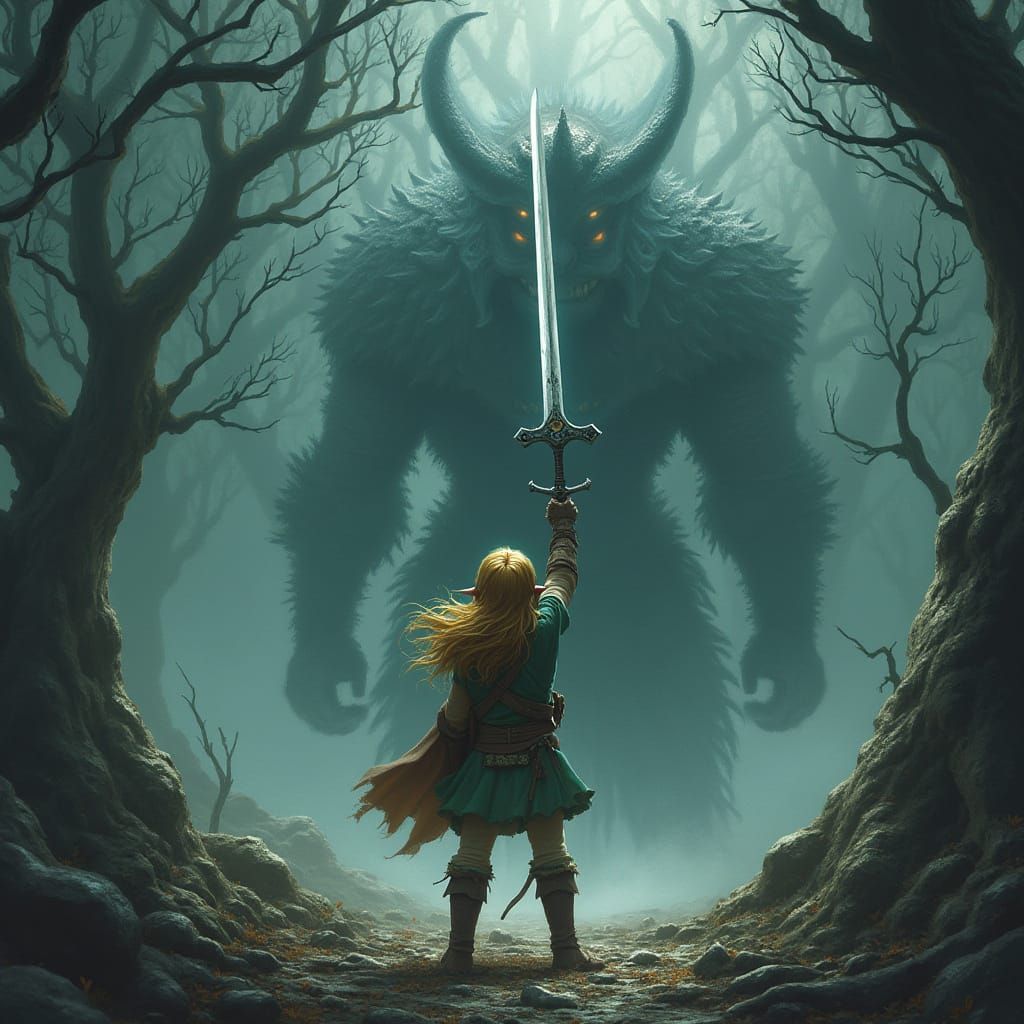 Link Wields Master Sword Against Ganon in Haunting Dark Fant...