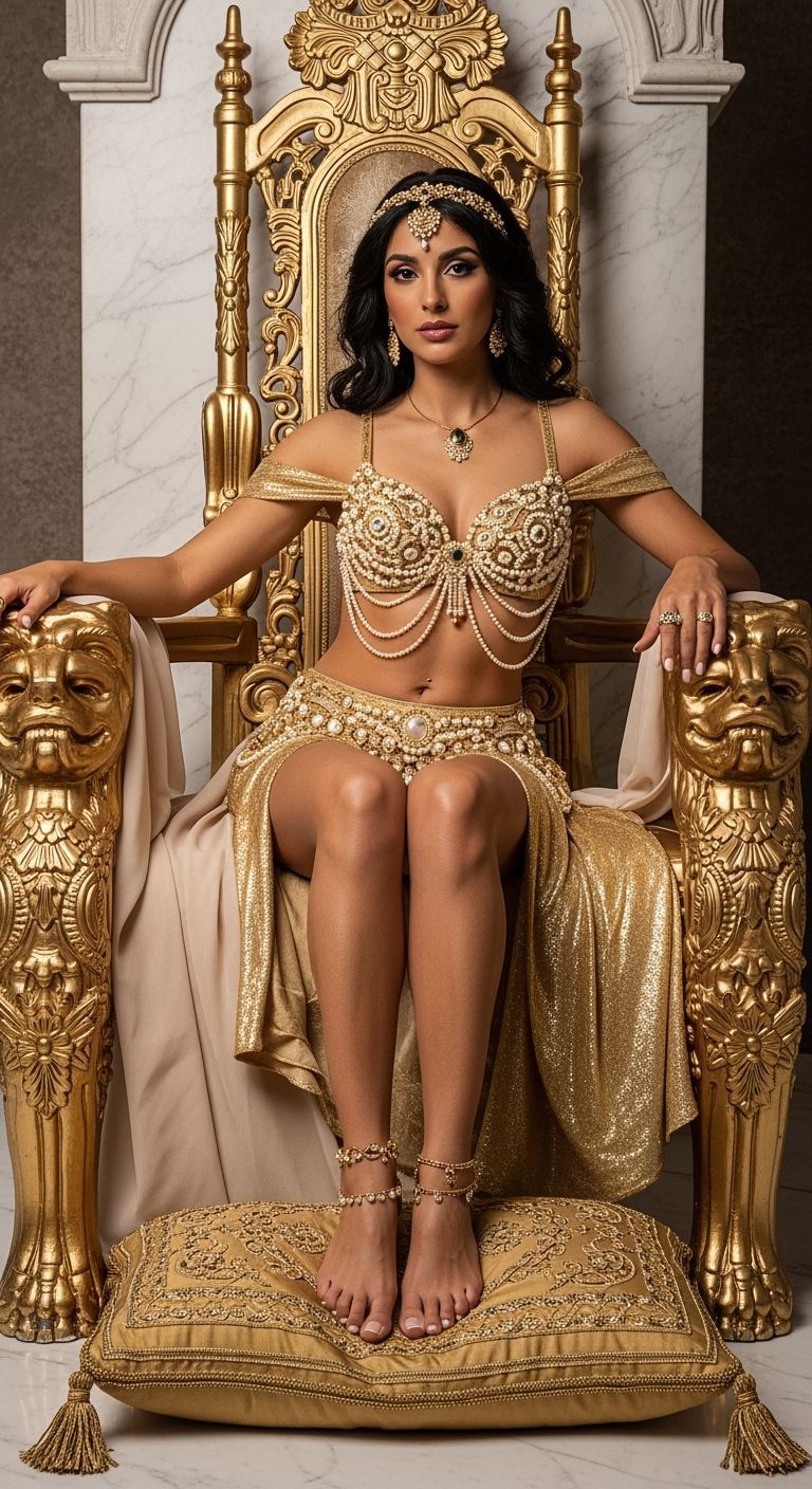 Jasmine on Gold Throne in Opulent Style