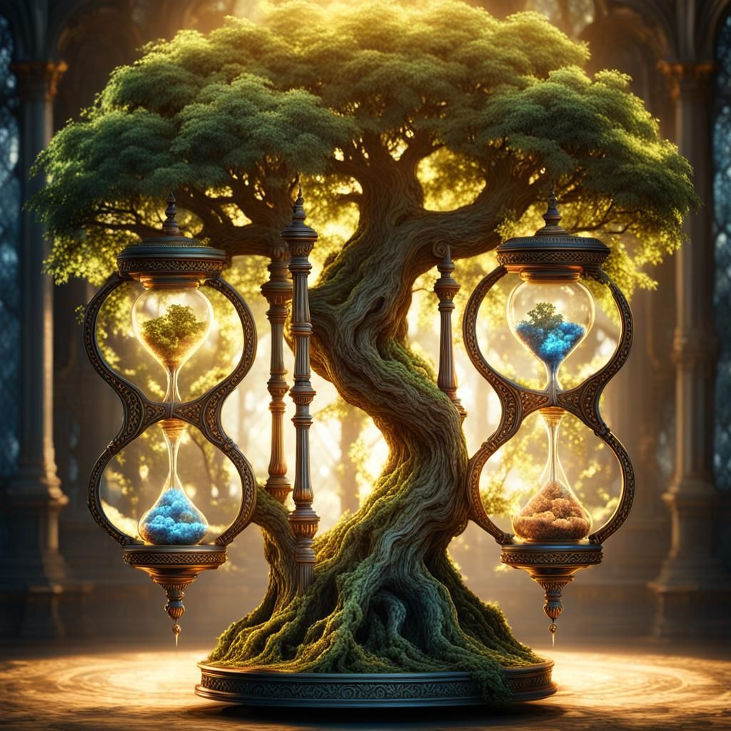 Entangled World Trees Form an Hourglass