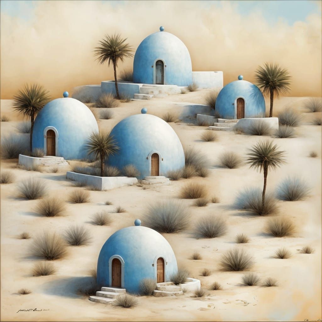 Mediterranean Desert Houses in Hyperdetailed Style