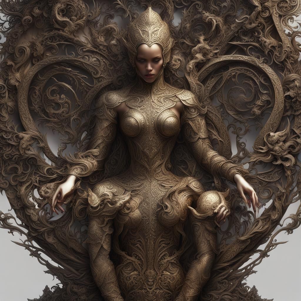 Intricate Metal Art Sculptures: Maximalist Digital Painting