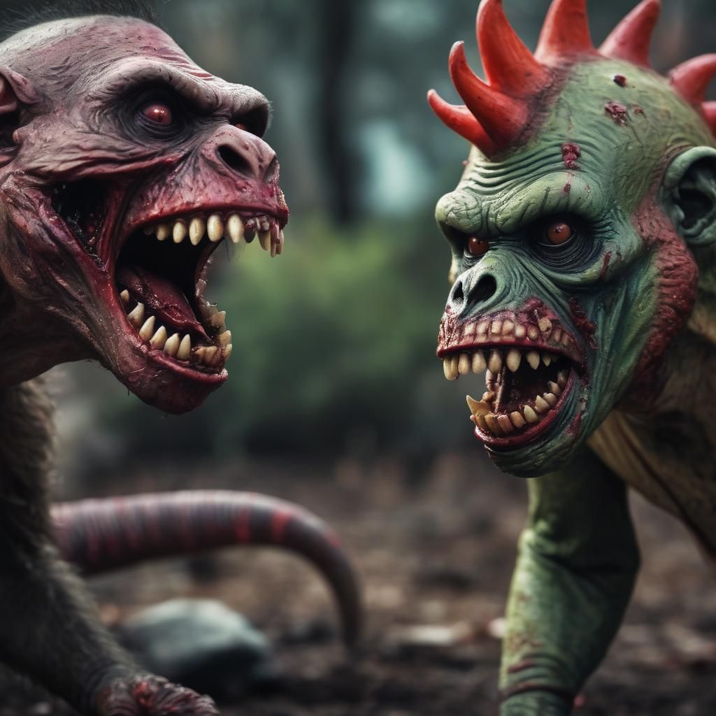 Zombie Monkey Clowns Attack Zombie Brontosaurus