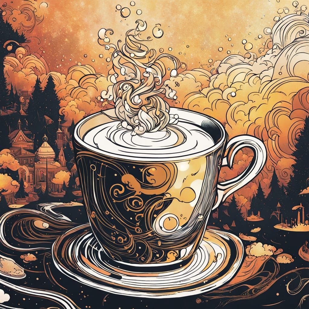 Hand Drawn Playlist Cover with Coffee Cup and Paper