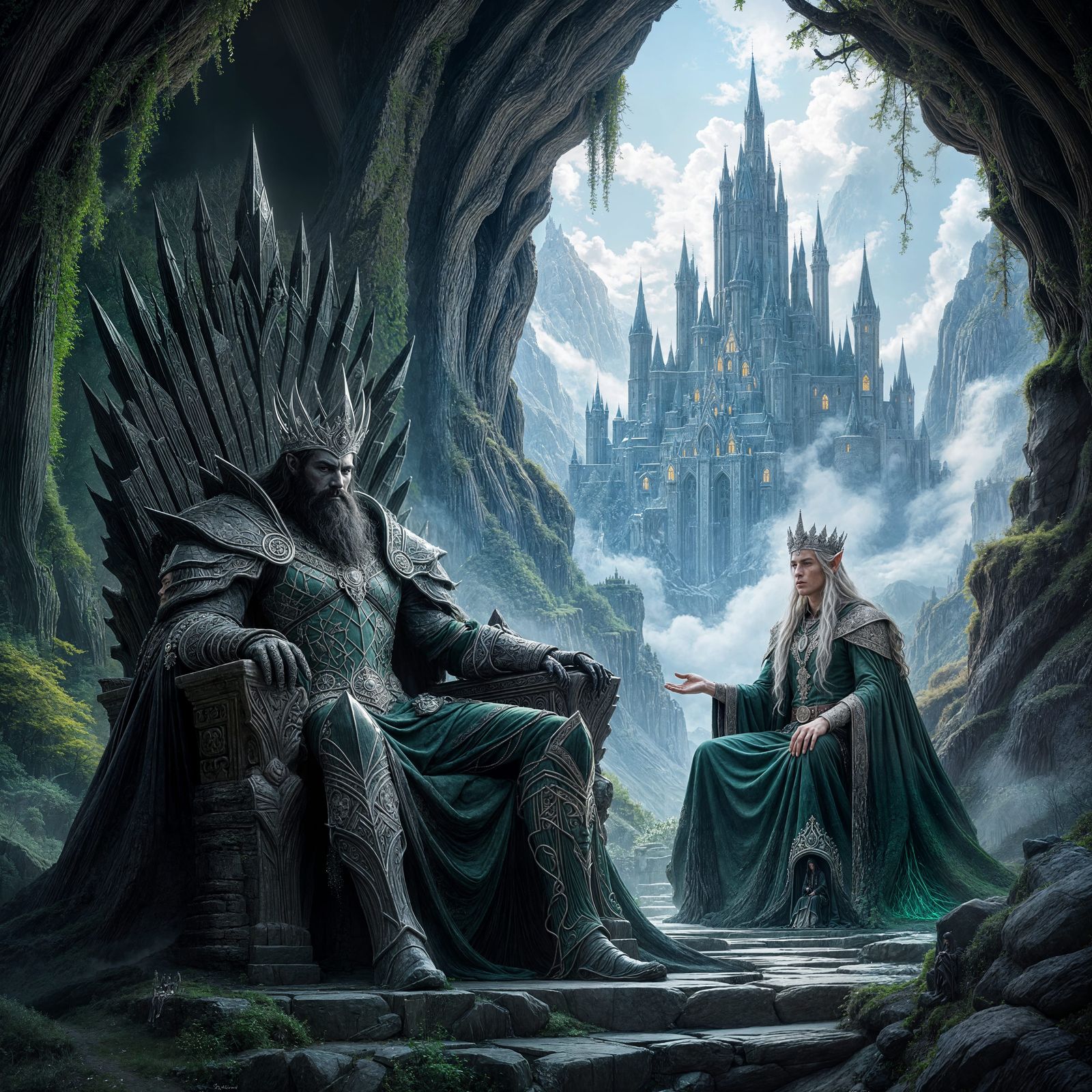 Stone King and Elven King in Epic Fantasy Art