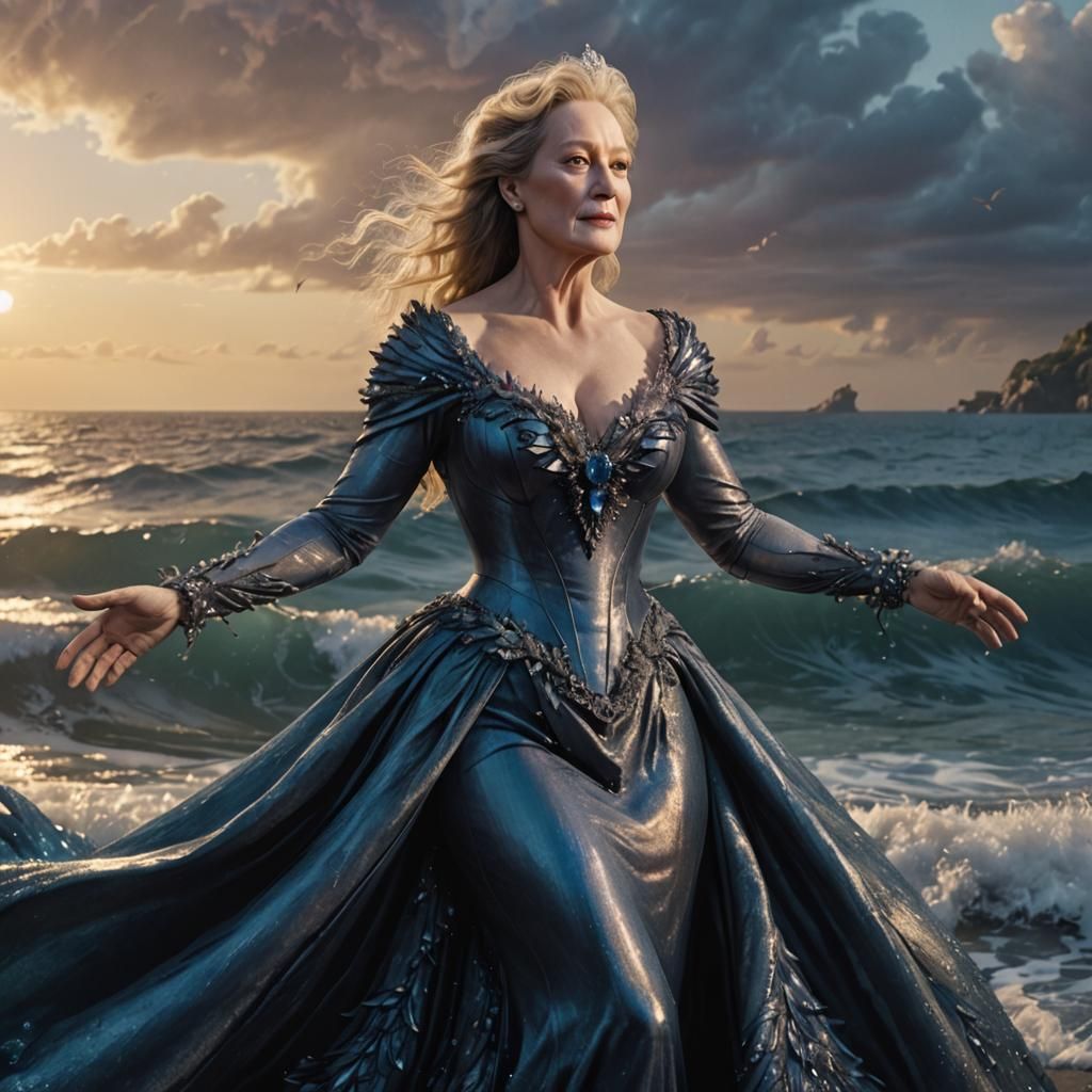 Meryl Streep by the sea