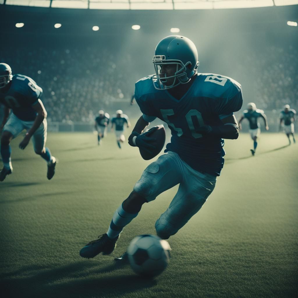 Cinematic Football Still with Film Grain Effect