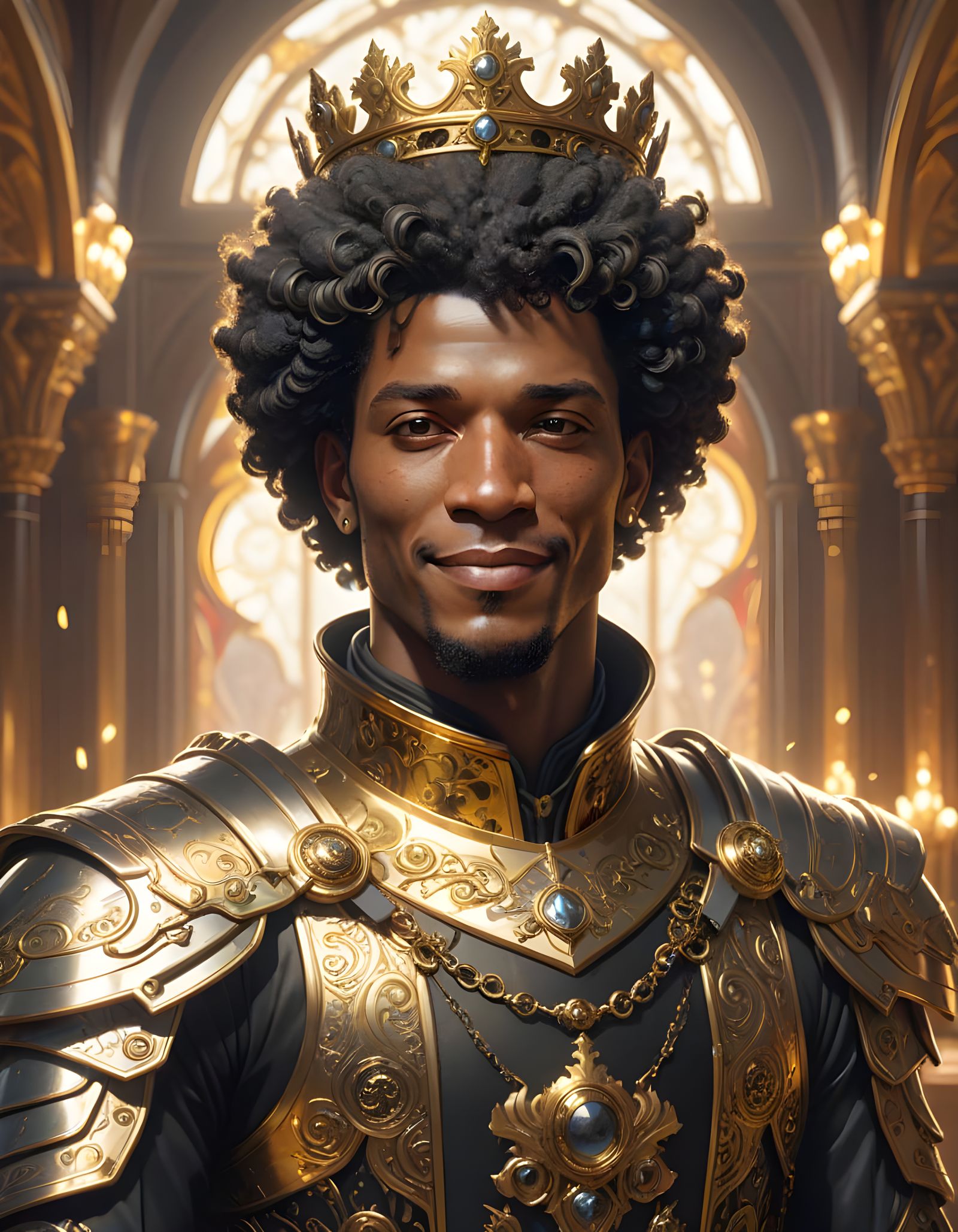 Black King with Golden Crown in Regal Splendor