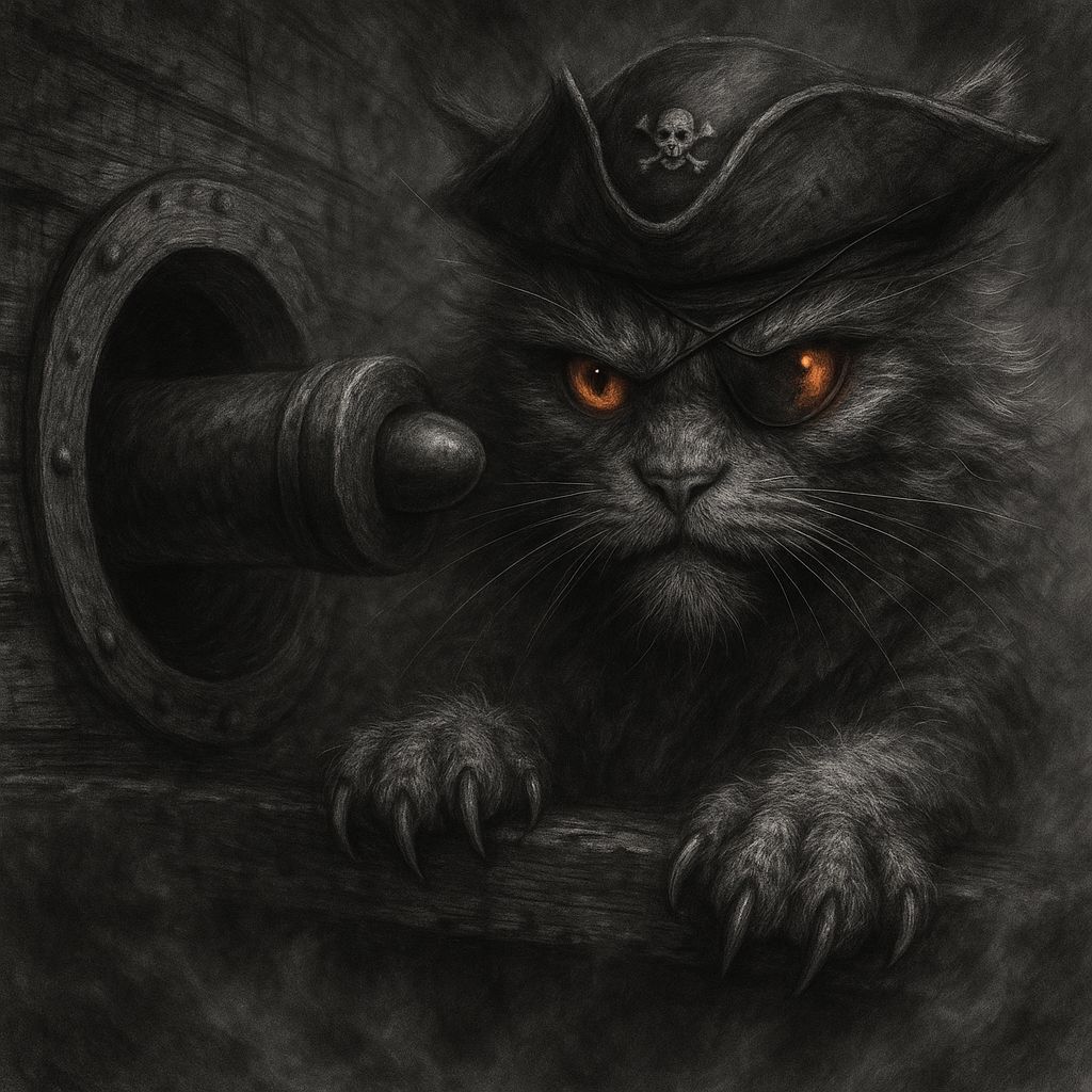 Fierce Cat Pirate in Double Exposure Ship Gun