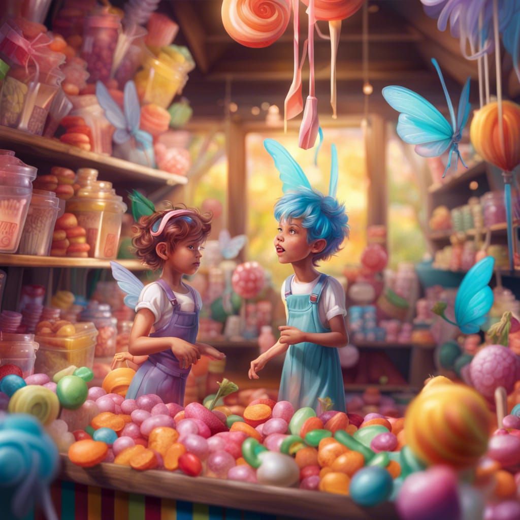 Fairies in a Woodland Candy Shop: Hyperrealistic Art