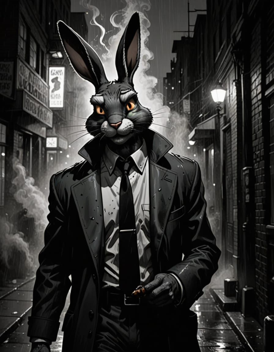 Bugs Bunny in Film Noir Detective Style