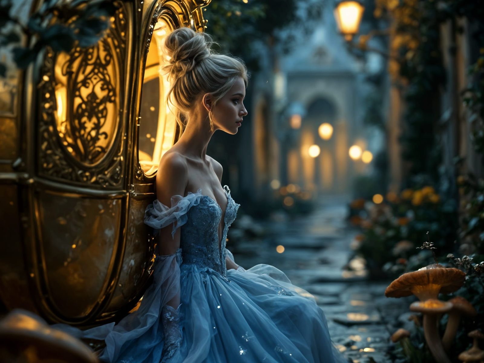 Ethereal Cinderella in Golden Pumpkin Carriage