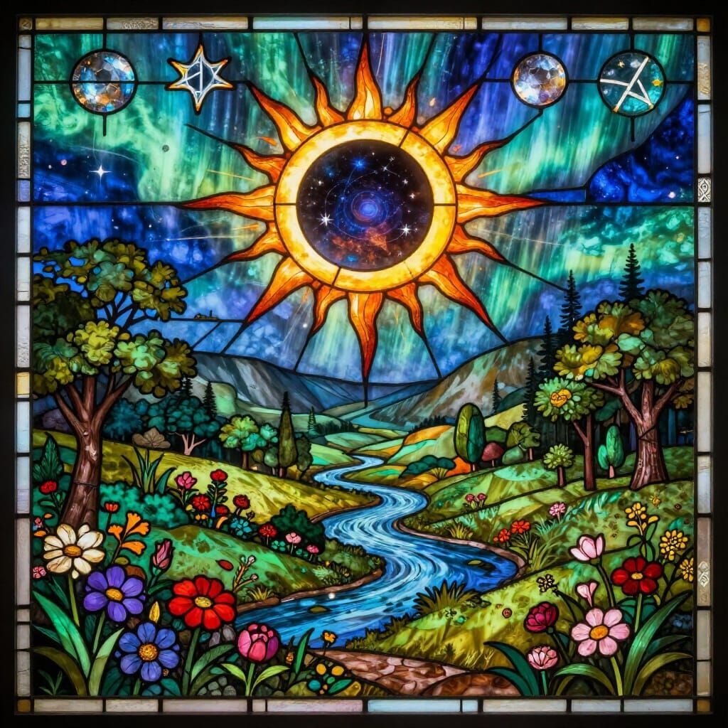 Stained Glass Valley Under Eclipsed Sun