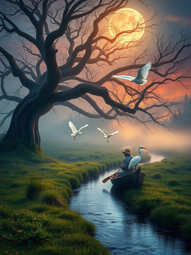 Moonlit Serenity in a Mystical Meadow