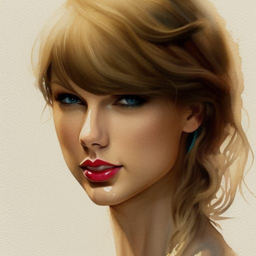 Taylor Swift Watercolor Portrait in 8K Resolution