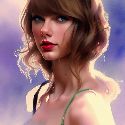 Taylor Swift Portrait in Watercolor Style
