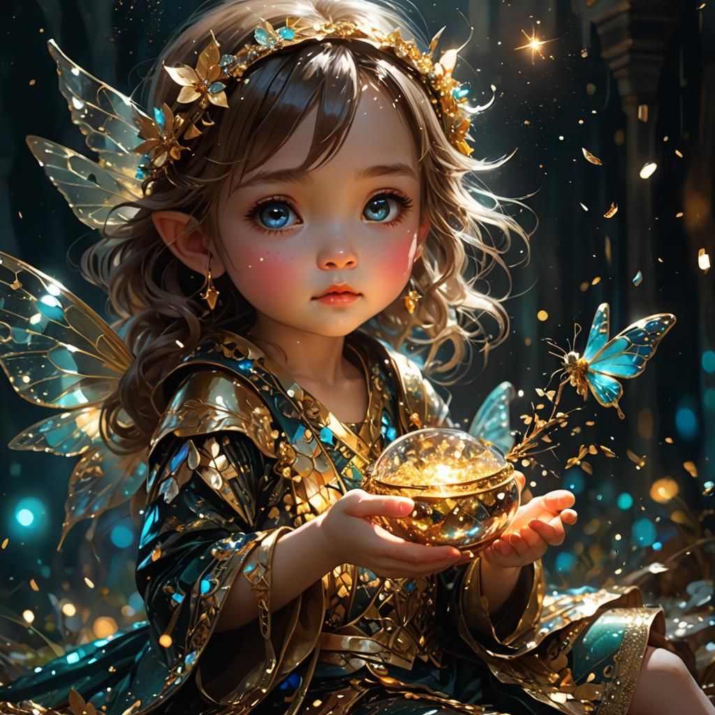 Chibi Fairy Radiates Sparkling Elegance in a Maximalist Mast...