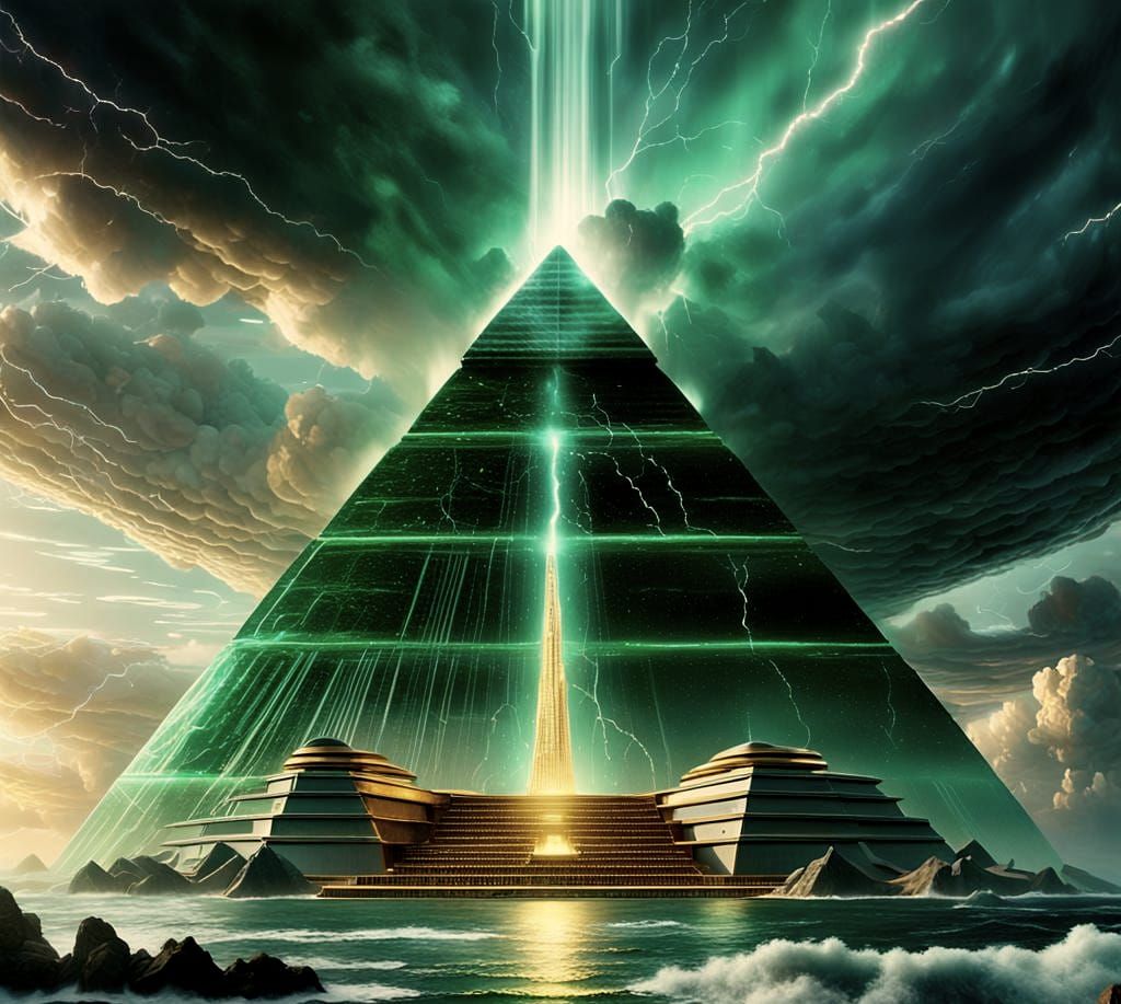 Futuristic Galactic Seascape with Crystalline Architecture