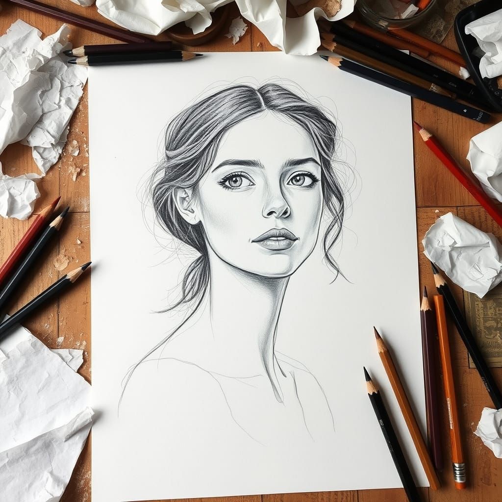 Expressive Portrait Study in the Style of Egon Schiele and J...