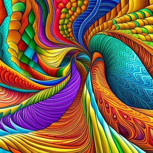 Psychedelic Penrose Stairs Abstract Vector Fractal