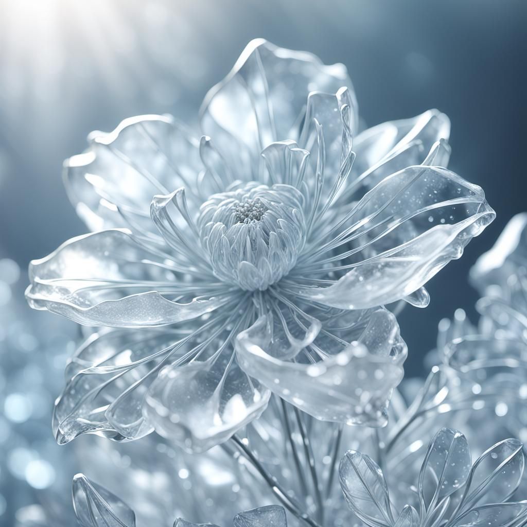 Breathtaking 3D Ice Flower Sculpture in Anime Style