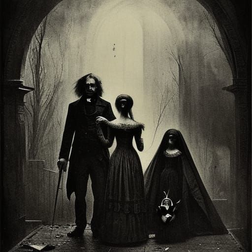 Sinister Victorian Family Portrait in Memento Mori Style