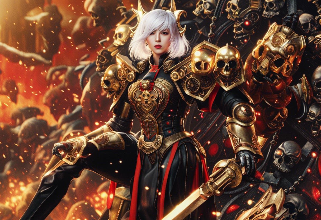 Korean Idol in Cyberpunk Power Armor, 8K Hyperrealism