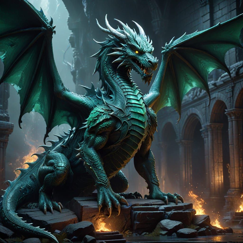 Majestic White Dragon in Dark Academia Style