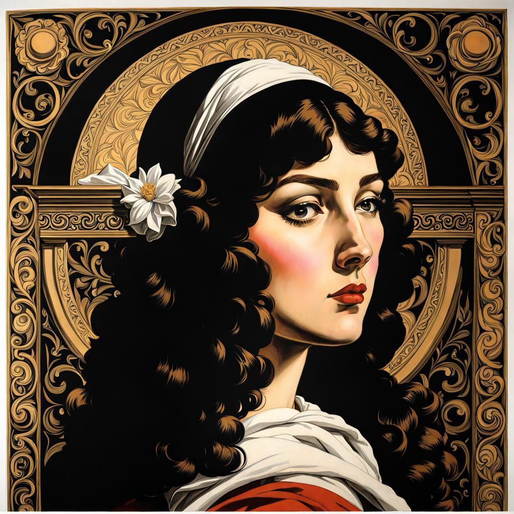 Ink Print Figure in Renaissance Style