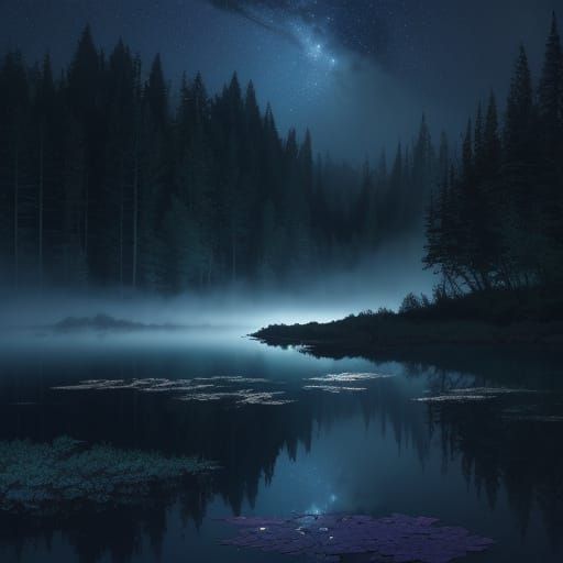 Plane Crash in Forest at Night with Shooting Stars