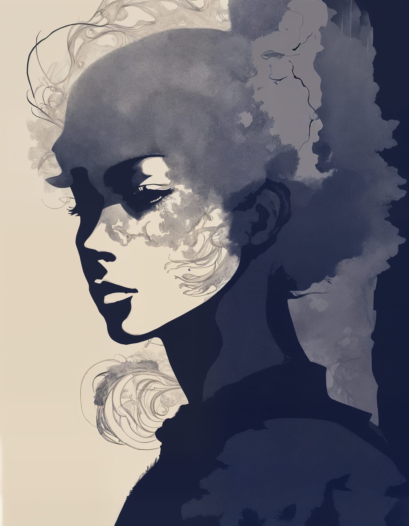 Otherworldly Hybrid Entity Silhouette Portrait